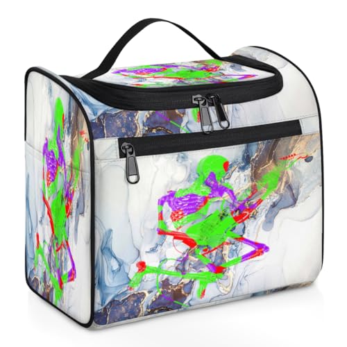 Rock Skull Art Marmor Reise Make-up Tasche für Damen Herren Kinder Mädchen Jungen, abstrakter Marmor, 11,2 l Kosmetiktasche zum Aufhängen, Kulturbeutel, Toilettenartikel, Organizer, Duschtasche, von WowPrint