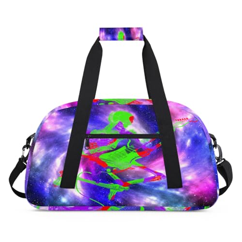 Rock Skull Kinder Duffel Taschen für Mädchen Jungen, Kreative Galaxy Skul Übernachtung Weekender Reisetasche 24L Sport Gym Duffel Bag Praxis Tote Tragetasche, farbe, (24L) UK, Taschen-Organizer von WowPrint