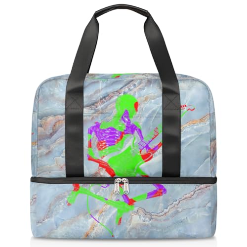 Rock Skull Modern Marble Sports Duffle Bag for Women Men Boys Kirls Marble Weekend Overnight Bags Wet Separated 21L Tote Bag for Travel Gym Yoga, farbe, 21L, Taschen-Organizer von WowPrint
