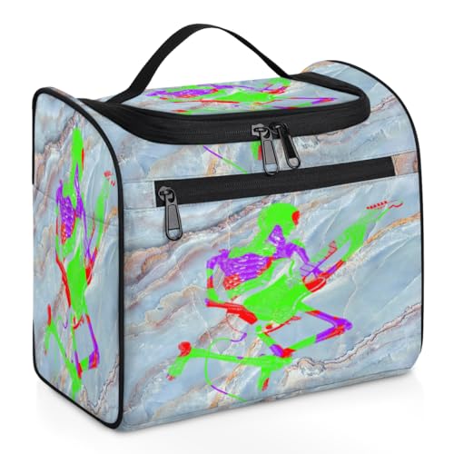 Rock Skull Moderne Marmor-Make-up-Tasche für Damen, Herren, Kinder, Mädchen, Jungen, Marmor, 11,2 l, Kosmetiktasche zum Aufhängen, Kulturbeutel, Toilettenartikel, Organizer, Duschtasche, farbe, 11.2L, von WowPrint