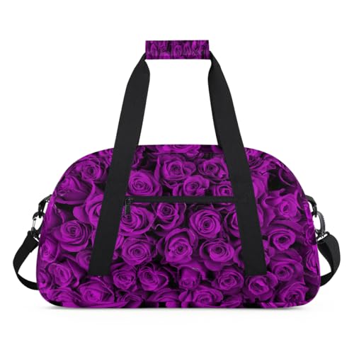 Rose Flower Lila Kinder Duffel Taschen für Mädchen Jungen, Übernachtung Weekender Reisetasche 24L Sport Gym Duffel Bag Praxis Tote Tragetasche, farbe, (24L) UK, Taschen-Organizer von WowPrint