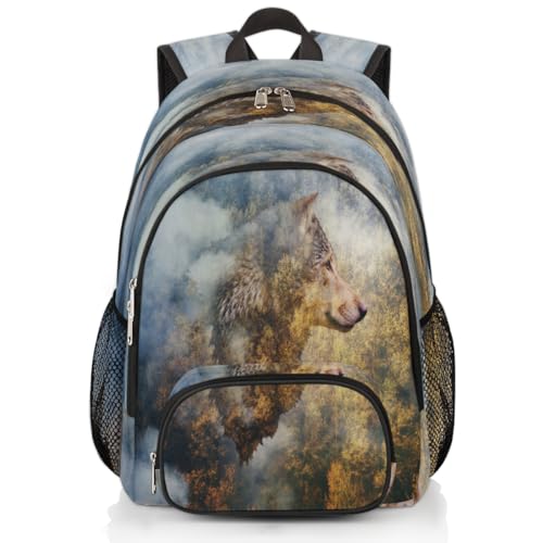 Rucksack, Motiv: Herbstwald, Wolf, große Kapazität, Schulrucksack, Büchertasche, Rucksack, Wolf-Muster, Rucksack, Wandern, Reisen, lässiger Laptop-Tagesrucksack für Kinder, Jungen, Mädchen, Männer, Rucksack, Motiv: Herbstwald, Wolf, große Kapazität, Schulrucksack, Büchertasche, Rucksack, Wolf-Muster, Rucksack, Wandern, Reisen, lässiger Laptop-Tagesrucksack für Kinder, Jungen, Mädchen, Männer, von WowPrint