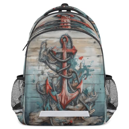 Rucksack mit Anker-Motiv, für Kinder, Jungen, Mädchen, Herren, Damen, Rucksack, Schule, Büchertasche, Wandern, Reisen, lässiger Laptop-Tagesrucksack, Marineblau, farbig, 20 Long Rucksack mit Anker-Motiv, für Kinder, Jungen, Mädchen, Herren, Damen, Rucksack, Schule, Büchertasche, Wandern, Reisen, lässiger Laptop-Tagesrucksack, Marineblau, farbig, 20 Long von WowPrint