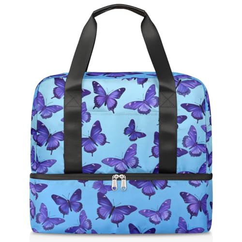 Schmetterling Schmetterlinge Sport Duffle Bag für Damen Herren Jungen Kirls Wochenende Übernachtung Taschen Nass Getrennt 21L Tragetasche für Reisen Gym Yoga, farbe, 21L, Taschen-Organizer von WowPrint