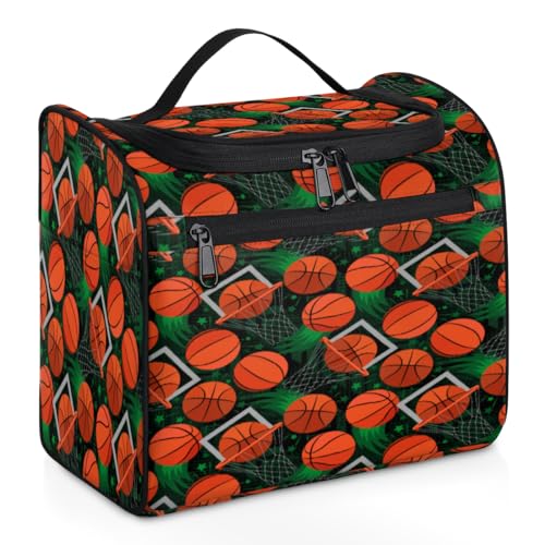 Slam Dunk Basketball-Reise-Make-up-Tasche für Damen, Herren, Kinder, Mädchen, Jungen, Basketball-Druck, 11,2 l, Kosmetiktasche, Kulturbeutel, Kulturbeutel, Kulturbeutel, Organizer, Duschtasche, farbe, von WowPrint