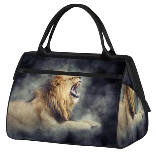 Smoke Male Lion Travel Duffle Bag for Women Men Kids Girls Animal Lion Weekend Overnight Bags 24 L Holdall Tote Cabin Bag for Sports Gym Yoga, farbe, (24L) UK, Taschen-Organizer von WowPrint