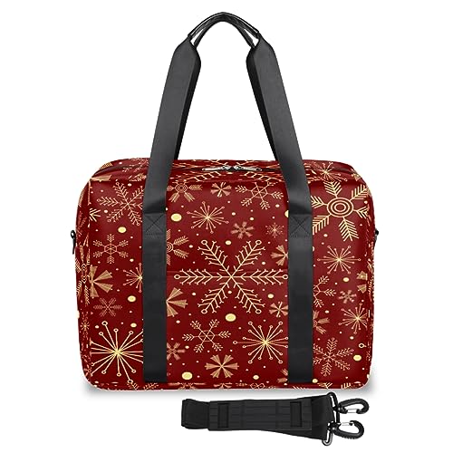 Snowflakes Weihnachts-Reisetasche für Damen und Herren, Schneeflocken, Weihnachten, Wochenende, Übernachtungstaschen, 32 l, große Reisetasche, Tragetasche für Sport, Fitnessstudio, Yoga, farbe, 32 L, von WowPrint