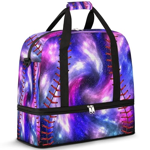 Softball Galaxy Travel Duffle Bag for Women Men Galaxy Nebula Star Weekend Overnight Bags Foldable Wet Separated 47L Tote Bag for Sports Gym Yoga, farbe, 47 L, Taschen-Organizer von WowPrint