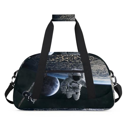 Space Station Astronaut Kids Duffel Bags for Girls Boys, Astronaut Design Overnight Weekender Travel Bag 24L Sport Gym Duffel Bag Practice Tote Carry Bag, farbe, (24L) UK, Taschen-Organizer von WowPrint