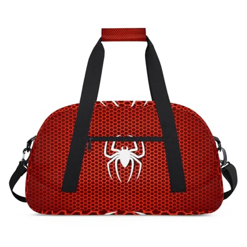 Spider Red Cell Kinder Duffel Taschen für Mädchen Jungen, Weiße Spinne Übernachtung Weekender Reisetasche 24L Sport Gym Duffel Bag Praxis Tote Tragetasche, farbe, (24L) UK, Taschen-Organizer von WowPrint