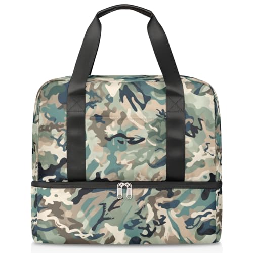 Sport Duffle Bag für Damen Herren Jungen Kirls, Abstrakte Camo 21L Wochenende Übernachtung Taschen Nass Getrennte Tragetasche für Reisen Gym Yoga, farbe, 21L, Taschen-Organizer von WowPrint