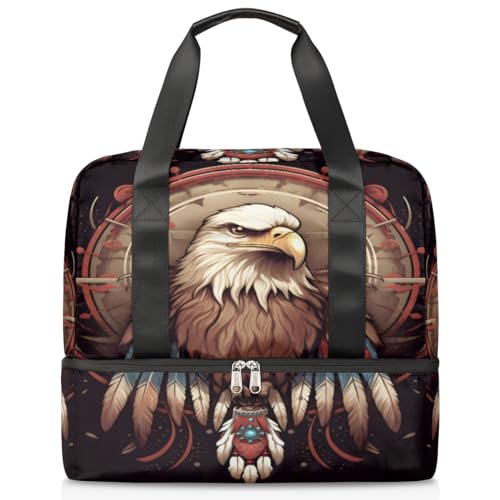 Sport Duffle Bag für Damen Herren Jungen Kirls, Aztec Ethnic Eagles 21L Weekend Overnight Bags Wet Separated Tote Bag for Travel Gym Yoga, farbe, 21L, Taschen-Organizer von WowPrint