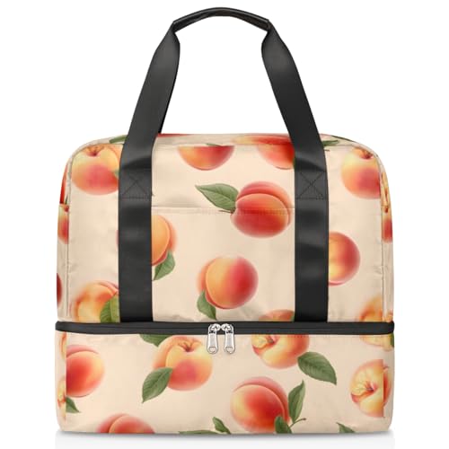 Sport Duffle Bag für Damen Herren Jungen Kirls, Cute Fruit Peach 21L Weekend Overnight Bags Wet Separated Tote Bag for Travel Gym Yoga, farbe, 21L, Taschen-Organizer von WowPrint