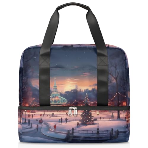 Sport Duffle Bag für Damen Herren Jungen Kirls, Frohe Weihnachten Thema 21L Wochenende Übernachtung Taschen Nass Getrennte Tragetasche für Reisen Gym Yoga, farbe, 21L, Taschen-Organizer von WowPrint