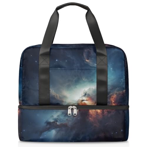 Sport Duffle Bag für Damen Herren Jungen Kirls, Galaxy Sky Weekend Overnight Bags Wet Separated 21L Tote Bag for Travel Gym Yoga, farbe, 21L, Taschen-Organizer von WowPrint