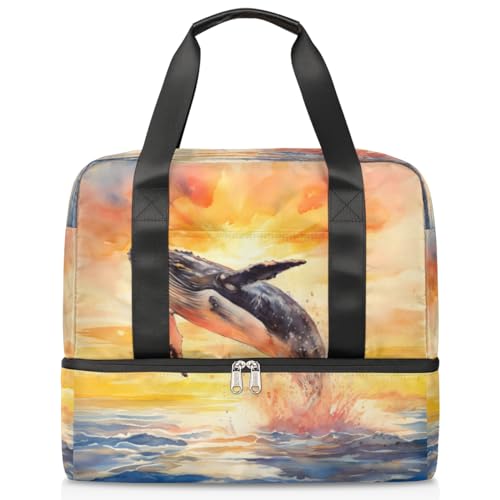 Sport Duffle Bag für Damen Herren Jungen Kirls, Ocean Sea Whale 21L Weekend Overnight Bags Wet Separated Tote Bag for Travel Gym Yoga, farbe, 21L, Taschen-Organizer von WowPrint