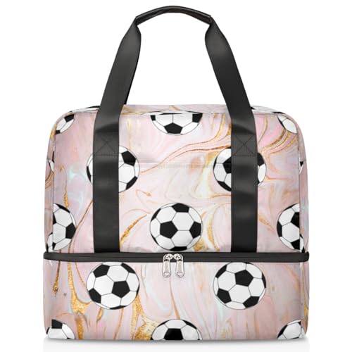 Sport Fußball Marmor Sport Duffle Bag für Damen Herren Jungen Kirls Footbal Wochenende Übernachtung Taschen nass getrennt 21L Tragetasche für Reisen Gym Yoga, farbe, 21L, Taschen-Organizer von WowPrint