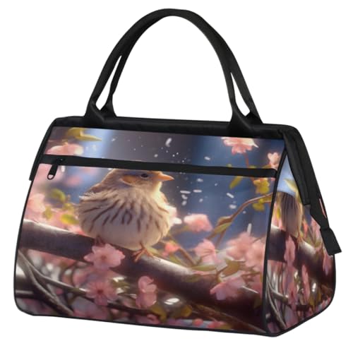 Spring Bird Cherry Blossom Reisetasche für Damen Herren Kinder Mädchen Wochenende Übernachtung Taschen 24 L Reisetasche Tragetasche für Sport Gym Yoga, farbe, (24L) UK, Taschen-Organizer von WowPrint