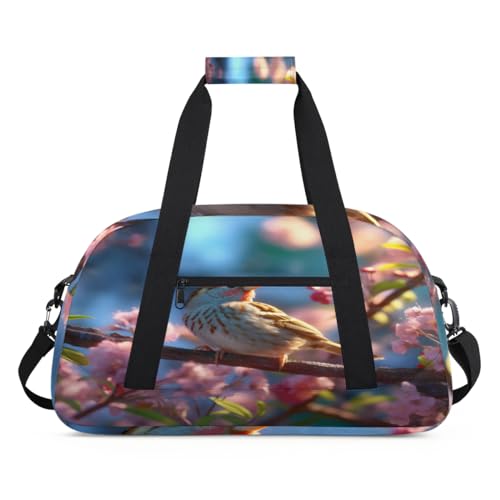 Spring Flower Tree Bird Kids Duffel Bags for Girls Boys, Overnight Weekender Travel Bag 24L Sport Gym Duffel Bag Practice Tote Carry Bag, farbe, (24L) UK, Taschen-Organizer von WowPrint