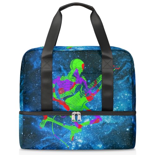 Stars Galaxy Rock Skull Sports Duffle Bag for Women Men Boys Kirls Galaxy Sky Weekend Overnight Bags Wet Separated 21L Tote Bag for Travel Gym Yoga, farbe, 21L, Taschen-Organizer von WowPrint