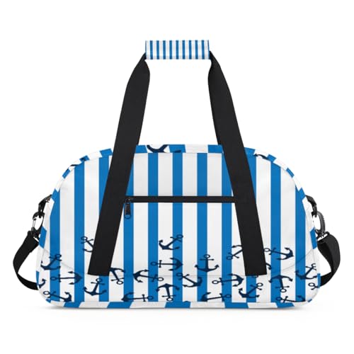 Stripe Anchor Kinder Duffel Taschen für Mädchen Jungen, Übernachtung Weekender Reisetasche 24L Sport Gym Duffel Bag Praxis Tote Tragetasche, farbe, (24L) UK, Taschen-Organizer von WowPrint