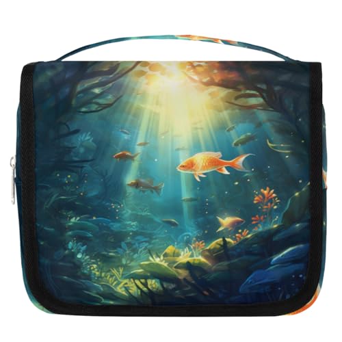 Submarine World Reise-Kulturbeutel mit Ozean-Motiv, für Damen, Herren, Kinder, Mädchen, Jungen, Make-up-Kosmetiktasche, hängende Waschtasche, Toilettenartikel, Organizer, Duschtasche, farbe, 4.5 L, von WowPrint