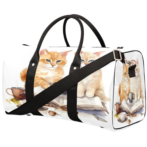 Süße Aquarell-Katzen-Reisetasche für Damen, Herren, Mädchen, Jungen, Wochenende, Übernachtung, 22,7 l, Tragetasche, Kabinengepäcktasche für Sport, Fitnessstudio, Yoga, farbe, 22.7 L, Taschen-Organizer von WowPrint