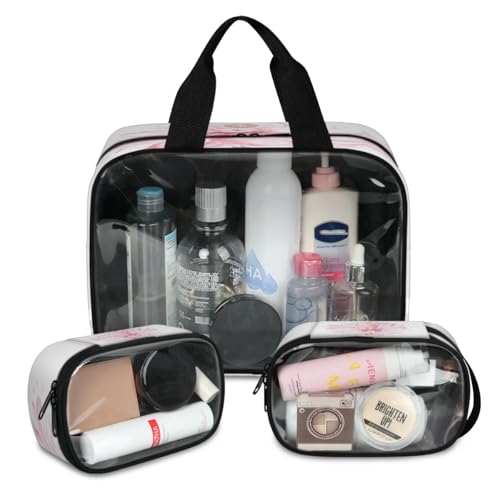 Süße Ballerina-Reise-Make-up-Tasche für Damen und Herren, Ballerina, durchscheinend, 3 Stück, große Duschtasche, Kulturbeutel, Kosmetik, Toilettenartikel, Organizer, farbe, L, Kosmetiktasche von WowPrint