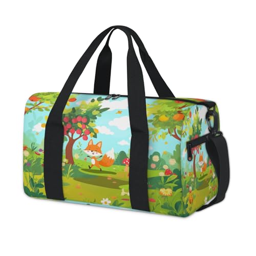 Süße Sporttasche mit Waldfuchs-Motiv, für Kinder, Mädchen, Jungen, Damen, Herren, Übernachtung, Wochenend-Reisetasche, Tragetasche, Fitnessstudio, lässige Seesack von WowPrint
