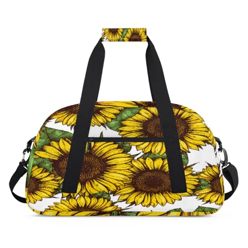 Sunflower Floral Kinder Duffel Taschen für Mädchen Jungen, Sonnenblumendruck Übernachtung Weekender Reisetasche 24L Sport Gym Duffel Bag Praxis Tote Tragetasche, farbe, (24L) UK, Taschen-Organizer von WowPrint