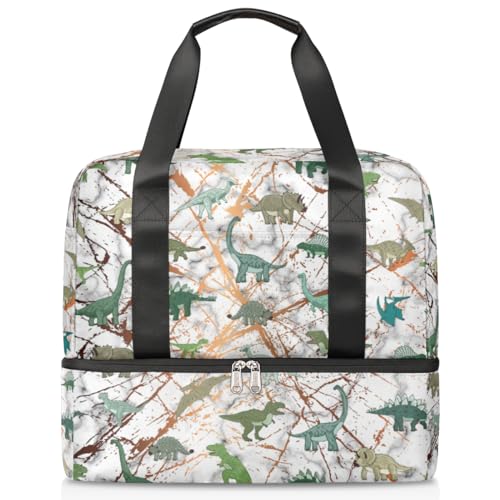 Textur Marmor Dinosaurier Sport Duffle Bag für Frauen Männer Jungen Kirls Marmor Designs Wochenende Übernachtung Taschen Nass Getrennt 21L Tragetasche für Reisen Gym Yoga, farbe, 21L, von WowPrint