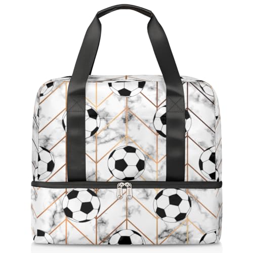 Textur Marmor Fußball Sport Duffle Bag für Damen Herren Jungen Kirls Ball Fußball Wochenende Übernachtung Taschen nass getrennt 21 L Tragetasche für Reisen Gym Yoga, farbe, 21L, Taschen-Organizer von WowPrint