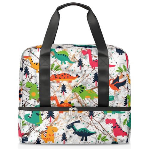 Textur Marmor Kunst Dinosaurier Sport Duffle Bag für Frauen Männer Jungen Kirls Marmor Wochenende Übernachtung Taschen Nass Getrennt 21L Tragetasche für Reisen Gym Yoga, farbe, 21L, Taschen-Organizer von WowPrint