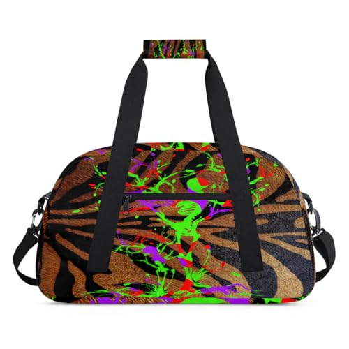 Tiger Tree Skull Kinder Seesack für Mädchen Jungen, Retro Tiger Übernachtung Weekender Reisetasche 24L Sport Gym Duffel Bag Praxis Tote Tragetasche, farbe, (24L) UK, Taschen-Organizer von WowPrint