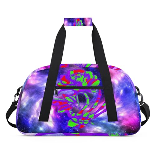 Totenkopf-Galaxy-Kinder-Seesack für Mädchen und Jungen, kreative Totenkopf-Rose, Übernachtungstasche, Wochenend-Reisetasche, 24 l, Sport, Fitnessstudio, Reisetasche, Tragetasche, farbe, (24L) UK, von WowPrint