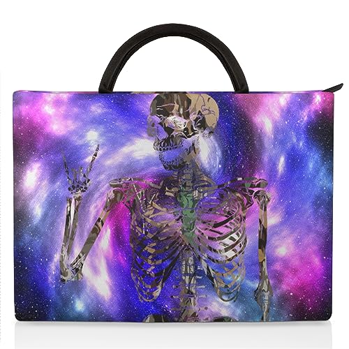 Totenkopf-Laptophülle, kompatibel mit 33-38,1 cm (13-15 Zoll) Notebook, kreative Galaxie-Totenkopf-Laptop-Tasche für Damen und Herren, Tragetasche, Aktentasche, von WowPrint