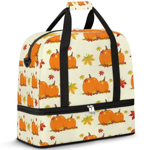 Travel Duffle Bag for Women Men, Autumn Thanksgiving Fall Theme Weekend Overnight Bags Foldable Wet Separated 47L Tote Bag for Sports Gym Yoga, farbe, 47L, Taschen-Organizer von WowPrint