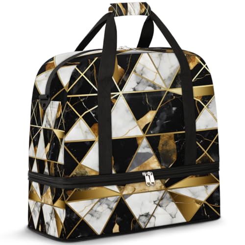 Travel Duffle Bag for Women Men, Geometric Art Marble Weekend Overnight Bags Foldable Wet Separated 47L Tote Bag for Sports Gym Yoga, farbe, 47L, Taschen-Organizer von WowPrint