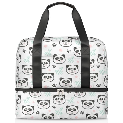 Trees Paws Pandas Sports Duffle Bag for Women Men Boys Kirls Cute Panda Weekend Overnight Bags Wet Separated 21L Tote Bag for Travel Gym Yoga, farbe, 21L, Taschen-Organizer von WowPrint