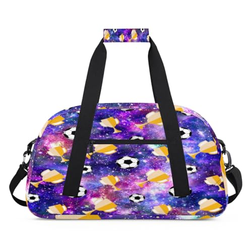 Trophäe Fußball Nebel Galaxy Kinder Duffel Taschen für Mädchen Jungen, Fußball Übernachtung Weekender Reisetasche 24L Sport Gym Duffel Bag Praxis Tote Tragetasche, farbe, (24L) UK, Taschen-Organizer von WowPrint