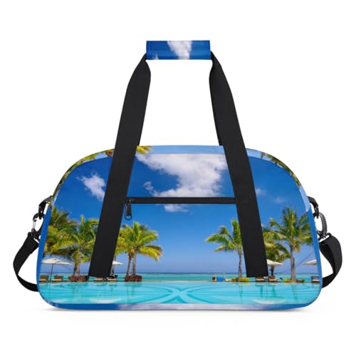 Tropical Beach Resort Kinder Duffel Taschen für Mädchen Jungen, Übernachtung Weekender Reisetasche 24L Sport Gym Duffel Bag Praxis Tote Tragetasche, farbe, (24L) UK, Taschen-Organizer von WowPrint