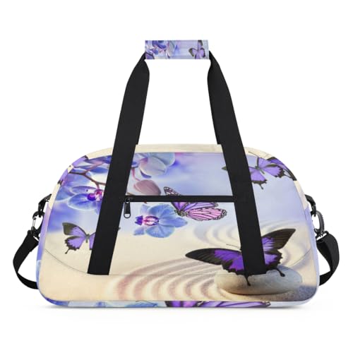 Tropische Blume Schmetterlinge Kinder Duffel Taschen für Mädchen Jungen, Übernachtung Weekender Reisetasche 24L Sport Gym Duffel Bag Praxis Tote Tragetasche, farbe, (24L) UK, Taschen-Organizer von WowPrint