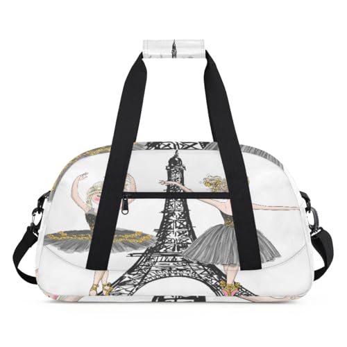 Turm Eiffel Ballett Mädchen Kinder Duffel Taschen für Mädchen Jungen, Übernachtung Weekender Reisetasche 24L Sport Gym Duffel Bag Praxis Tote Tragetasche, farbe, (24L) UK, Taschen-Organizer von WowPrint