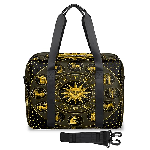 Vintage Horoskop Sternzeichen Rad Reisetasche für Damen Herren Rad Wochenende Übernachtung Taschen 32 L Große Reisetasche Tragetasche für Sport Gym Yoga, farbe, 32 L, Taschen-Organizer von WowPrint