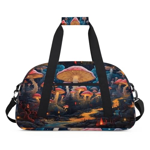 Wald Magischer Pilz Druck Kinder Duffel Taschen für Mädchen Jungen, Übernachtung Weekender Reisetasche 24L Sport Gym Duffel Bag Praxis Tote Tragetasche, farbe, (24L) UK, Taschen-Organizer von WowPrint