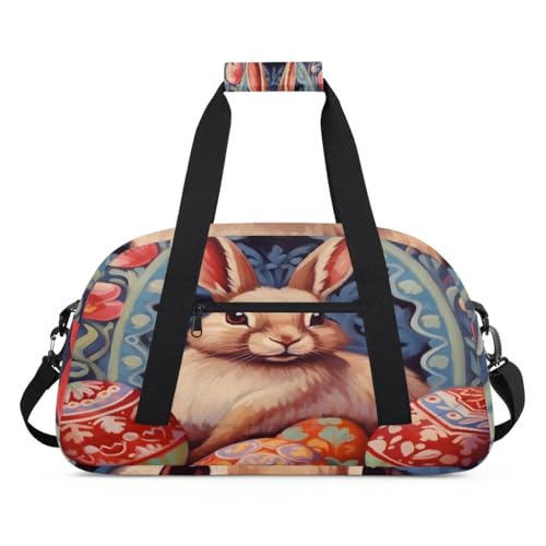 Wasserfarbe Ethnische Ostern Kaninchen Eier Kinder Duffel Taschen für Mädchen Jungen, Übernachtung Weekender Reisetasche 24L Sport Gym Duffel Bag Praxis Tote Tragetasche, farbe, (24L) UK, von WowPrint