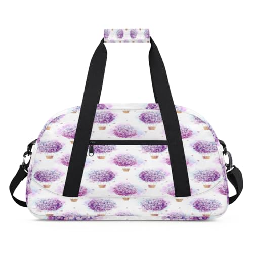 Wasserfarbe Heißluftballon Blumen Kinder Duffel Taschen für Mädchen Jungen, Blumen Übernachtung Weekender Reisetasche 24L Sport Gym Duffel Bag Praxis Tote Tragetasche, farbe, (24L) UK, von WowPrint