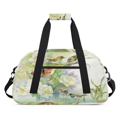 Wasserfarben Blumen Vögel Kinder Duffel Taschen für Mädchen Jungen, Vögel Drucken Übernachtung Wochenender Reisetasche 24L Sport Gym Duffel Bag Praxis Tote Tragetasche, farbe, (24L) UK, von WowPrint