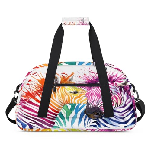 Wasserfarben-Zebra-Kinder-Seesäcke für Mädchen und Jungen, buntes niedliches Zebramuster, Reisetasche, 24 l, Sporttasche, Sporttasche, Tragetasche, farbe, (24L) UK, Taschen-Organizer von WowPrint