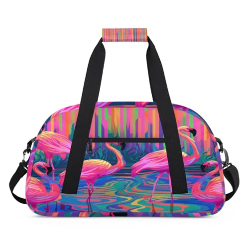 Watercolor Flamingo Kinder Duffel Taschen für Mädchen Jungen, Übernachtung Weekender Reisetasche 24L Sport Gym Duffel Bag Praxis Tote Tragetasche, farbe, (24L) UK, Taschen-Organizer von WowPrint